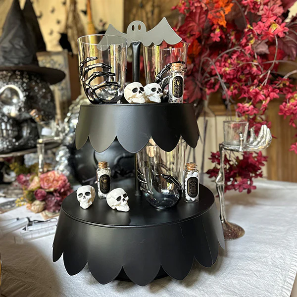 Two Tier Bat Black Metal Display Stand