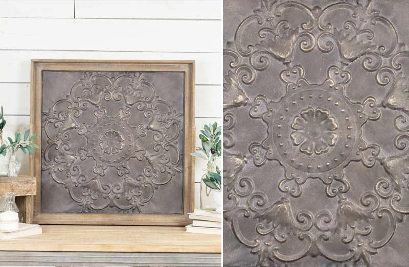 HUGE Wooden Framed Antique Wall Medallion