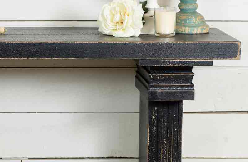 Distressed Black Wooden Console Table