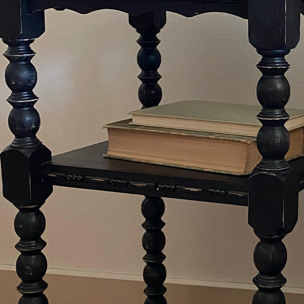Turned Leg Black Accent Table