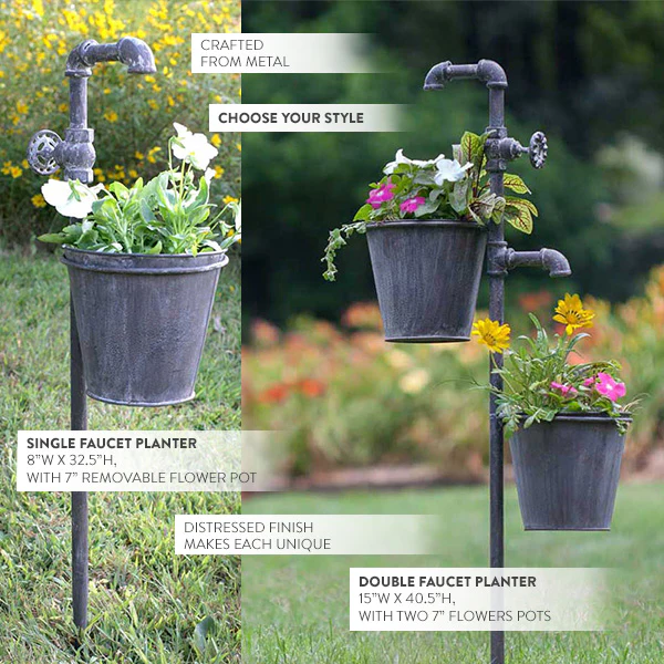 Vintage Pails and Spigots Garden Stakes, Pick Your Style