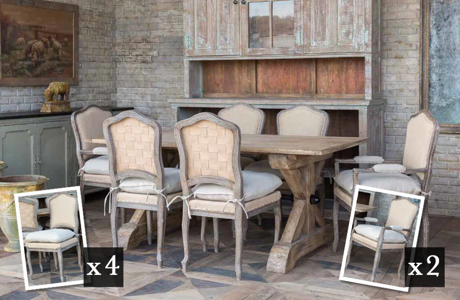Weathered Oak Dining Chairs, Set of 6