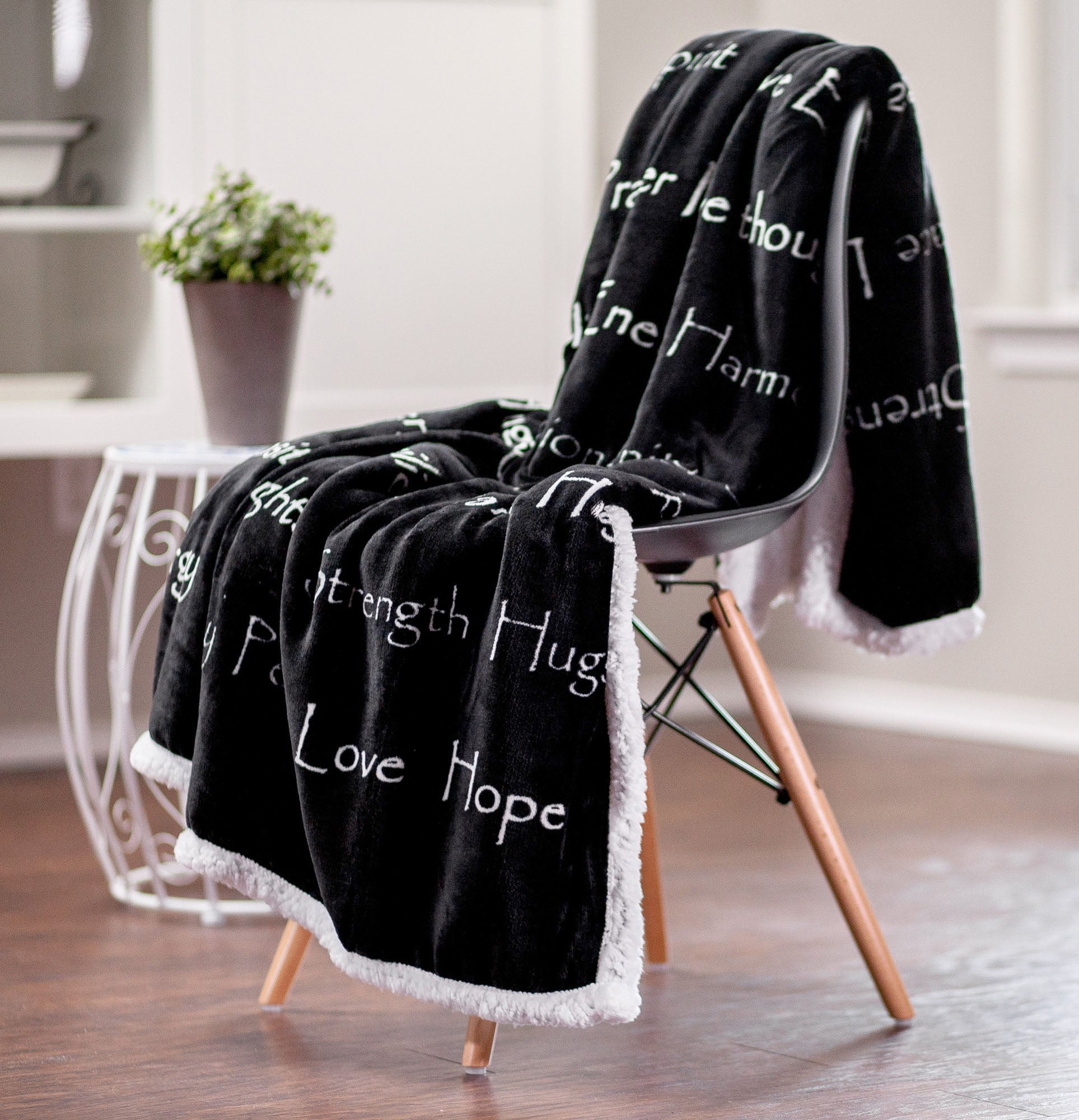 Gift Faux Fur Comfort Words Throw Blanket