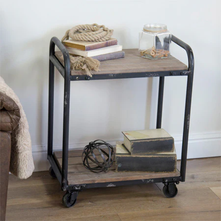 Distressed Black Rolling Cart