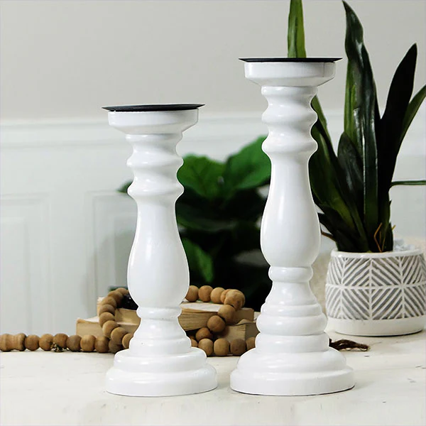 French Farmhouse Candle Holders, Set of 2