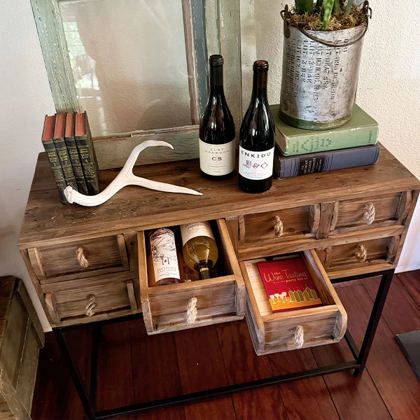 Rustic Reclaimed Wood Storage Console Table