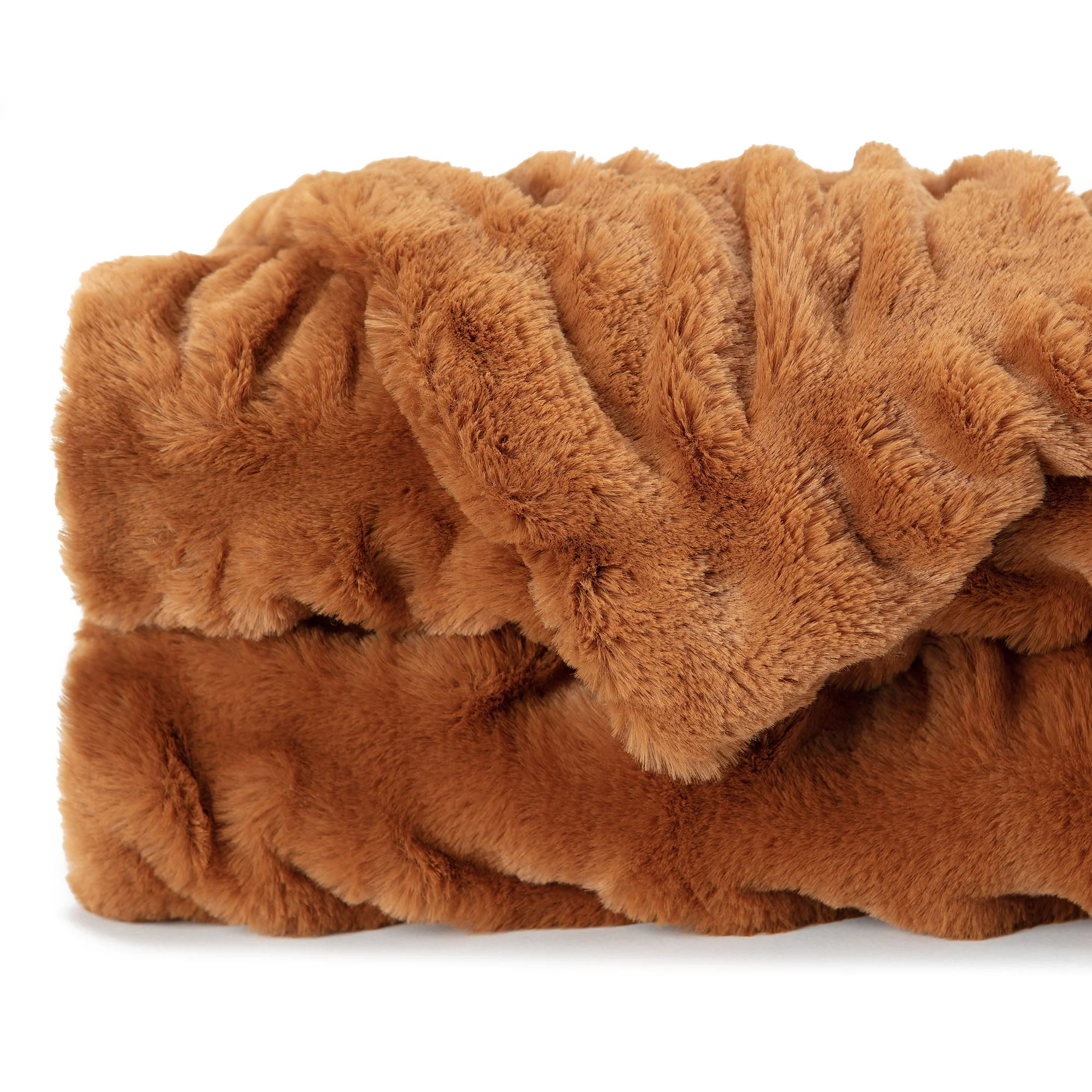 Ruched Faux Fur Throw Blanket