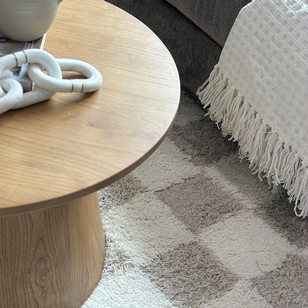 Neutral Checkered Area Rug