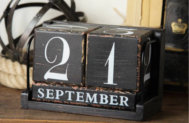 Distressed Wooden Block Perpetual Calendar
