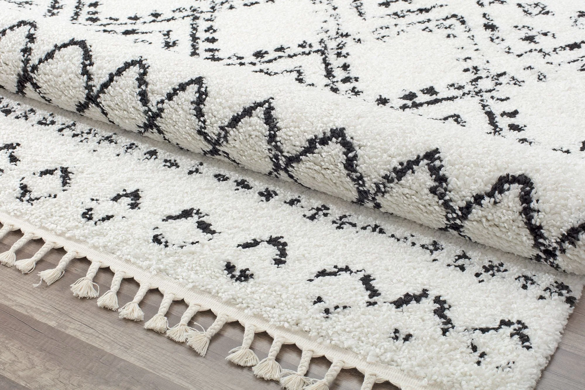 Shag Tribal White Area Rug