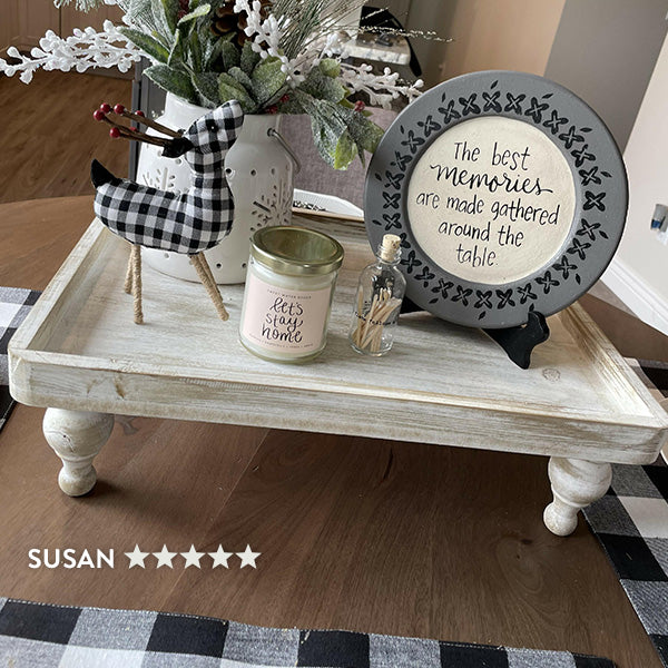 Distressed Wood Trays with Turned Legs, Set of 2