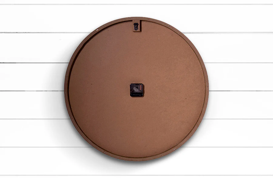 Blue Wall Clock with Wooden Numbers