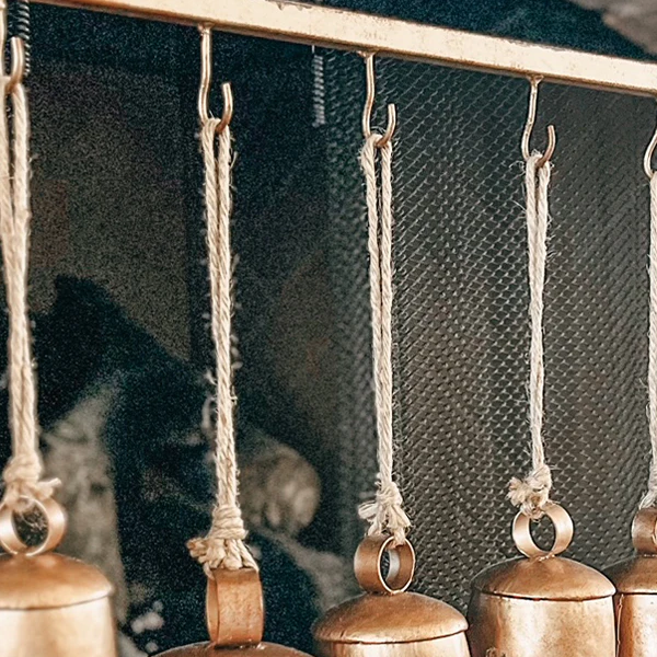 7 Metal Christmas Bells on Stand