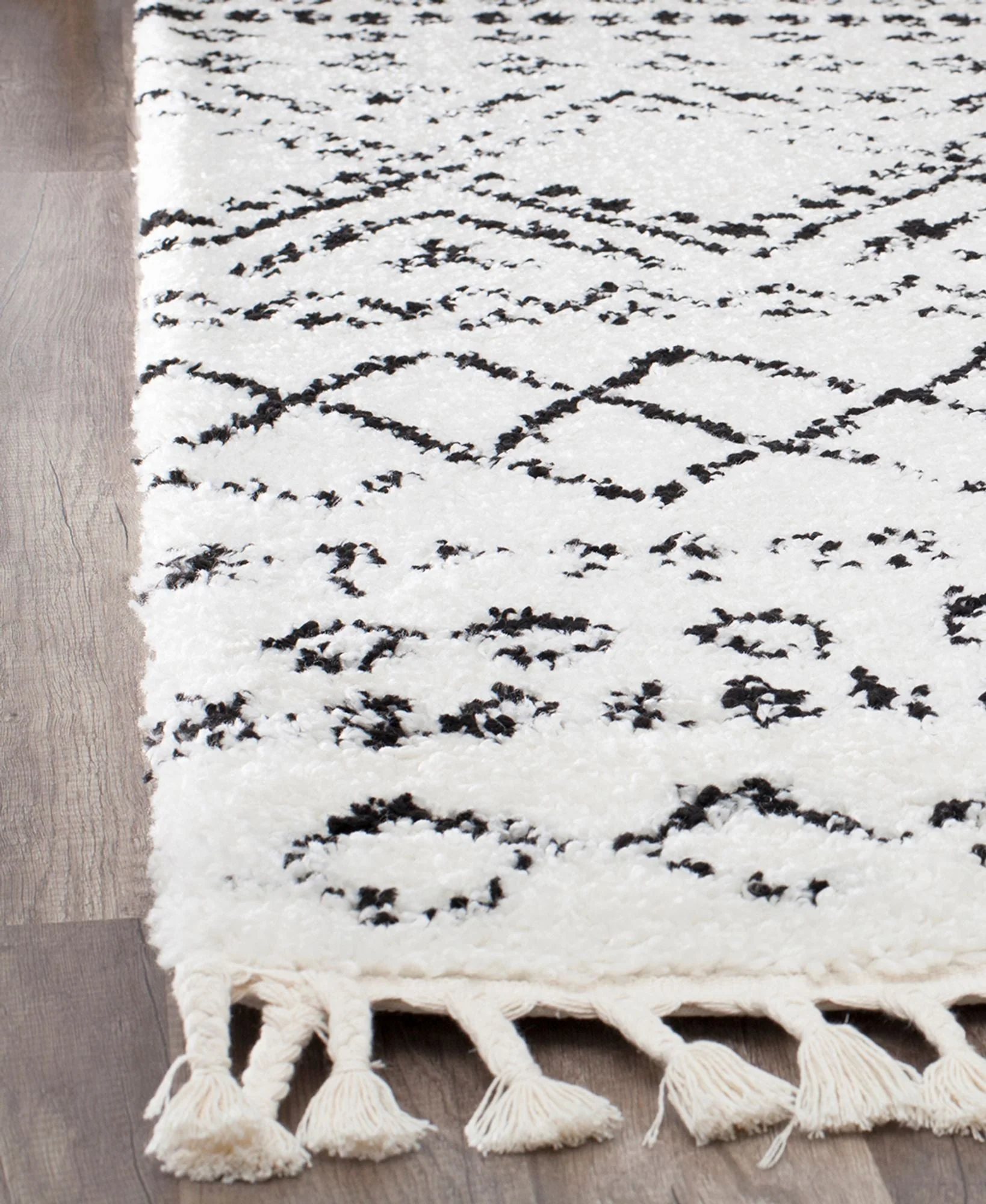 Shag Tribal White Area Rug