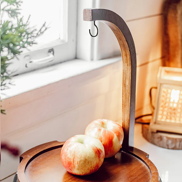 Just Ripe Glass Fruit Bowl With Oak Wood Lid