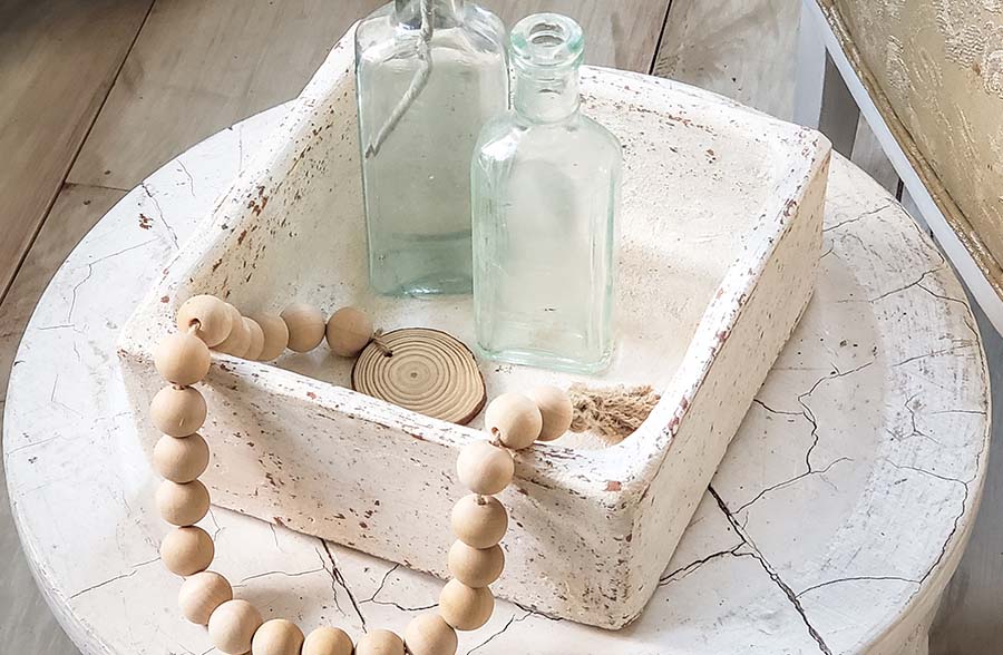 Handmade Whitewashed Square Clay Bowl