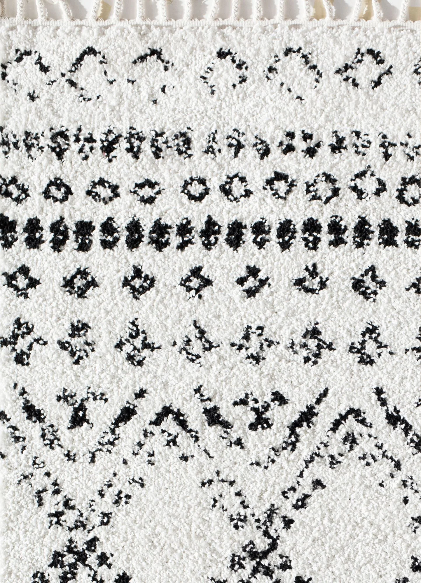 Shag Tribal White Area Rug