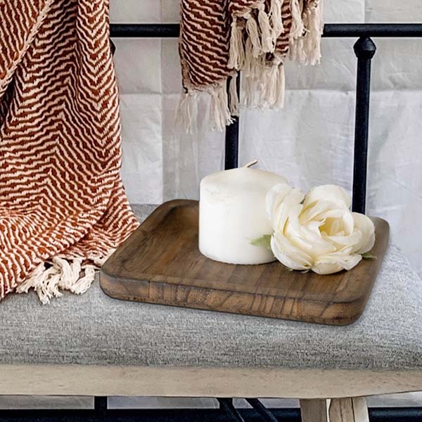 Square Wooden Nesting Trays, Set of 2