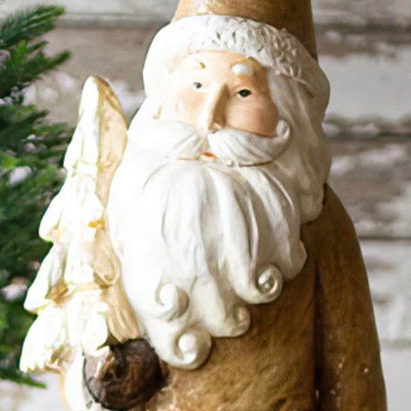 Distressed Tall Santa Figurines, Set of 2