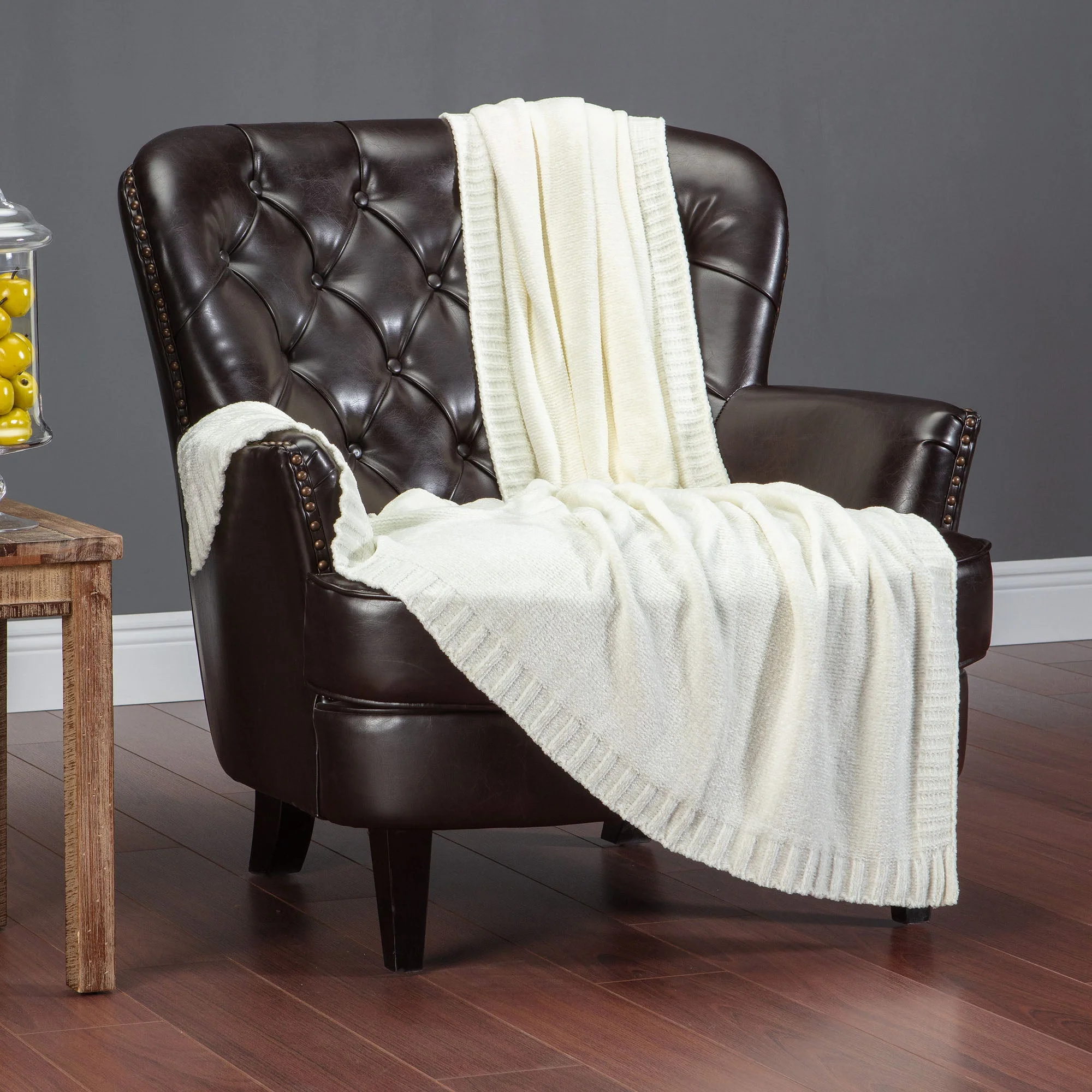Chenille Luxe Border Throw Blanket