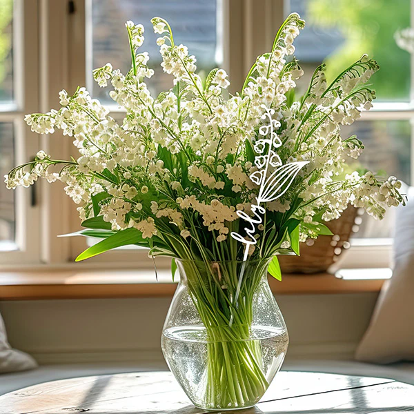 Raw Steel Birth Month Spring Flower Bouquet Markers, Set of 4