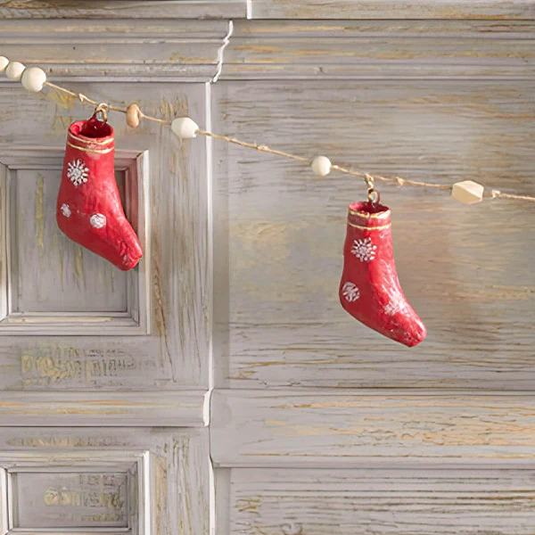 62 Inch Paper Mache Stocking Christmas Garland