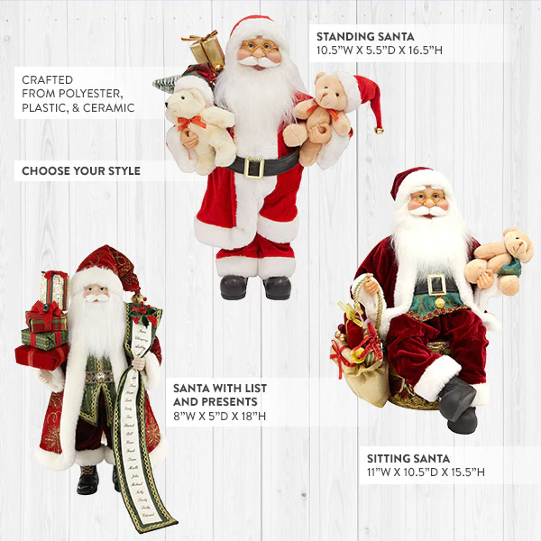 Traditional Santa Claus Figurine, Choose Your Style