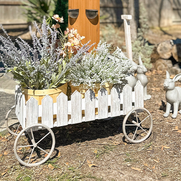 Distressed Picket Fence Wooden Cart