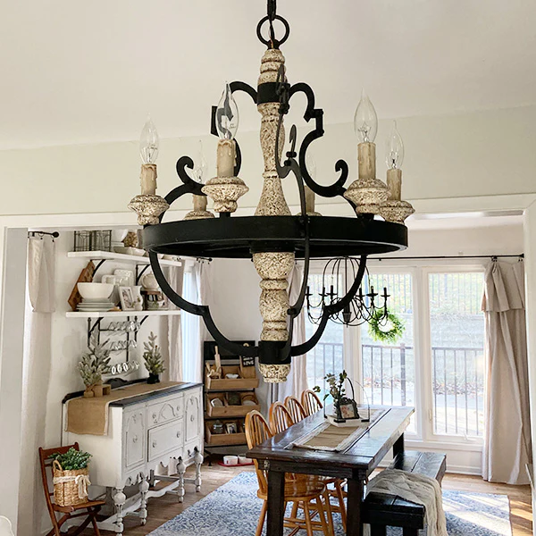 Rustic Modern Six Light Chandelier