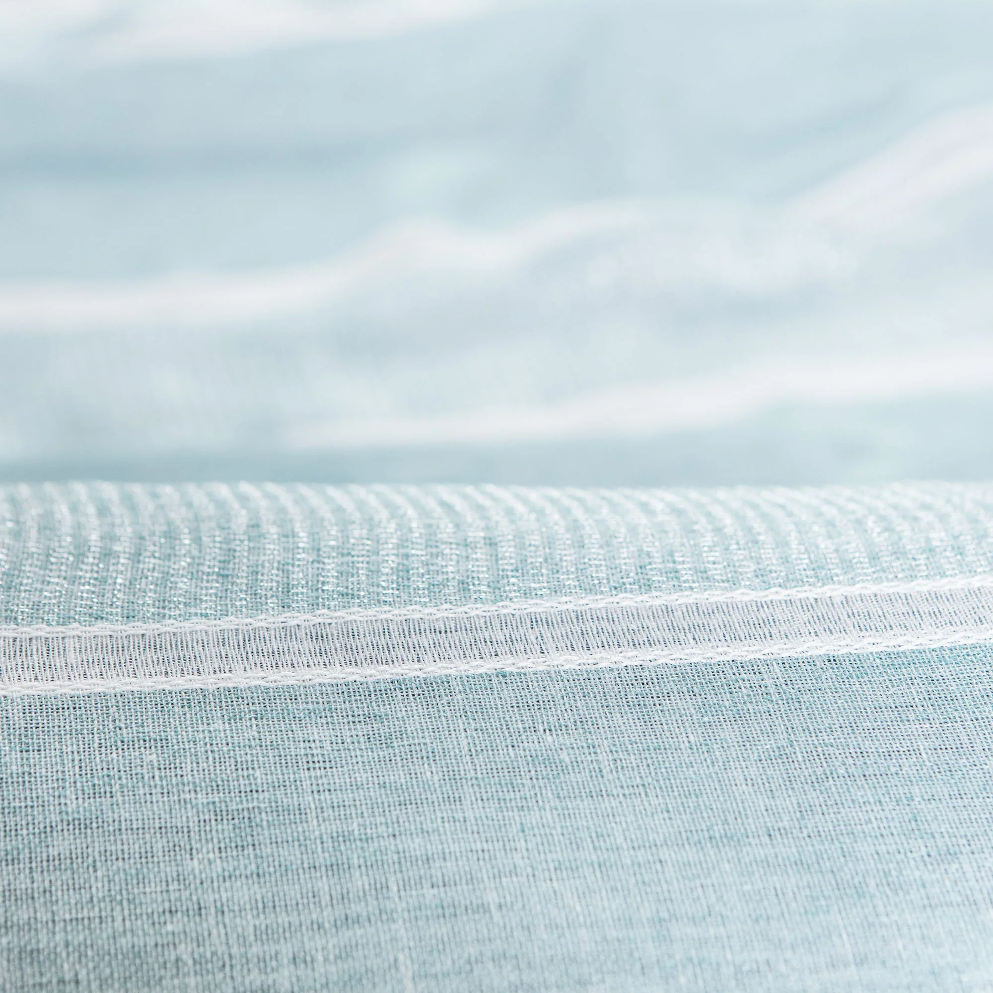 Shimmer Stripe Faux Linen Sheer Grommet Curtains