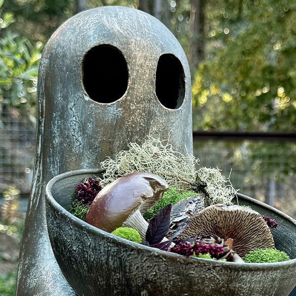 Antique Distressed Gold Finish Standing Ghost with Bowl