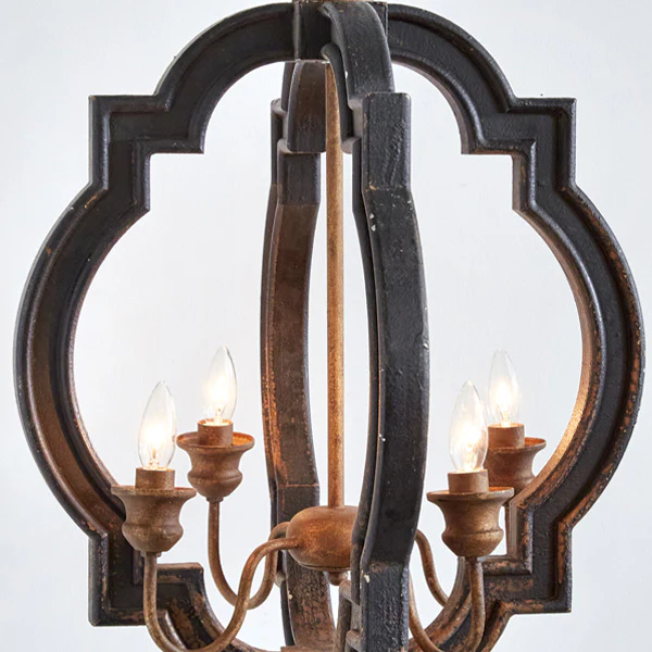 Rustic Finish Scalloped Black Chandelier