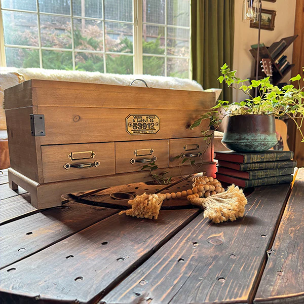 Vintage Inspired Wood Chest With Drawers