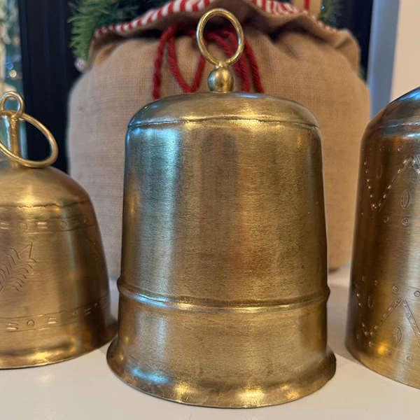 Antique Brass Finish Christmas Bells, Set of 3