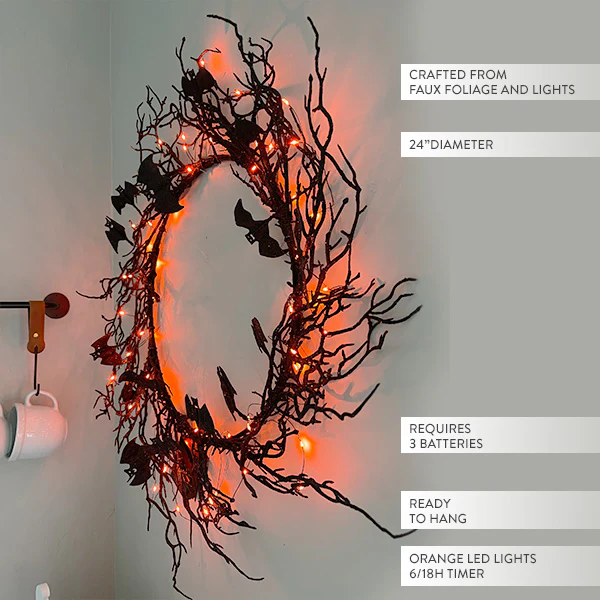 Light Up Bat Wreath