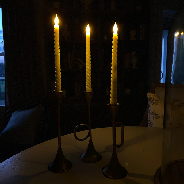 Spiral Taper LED Candles with Remote, Set of 8