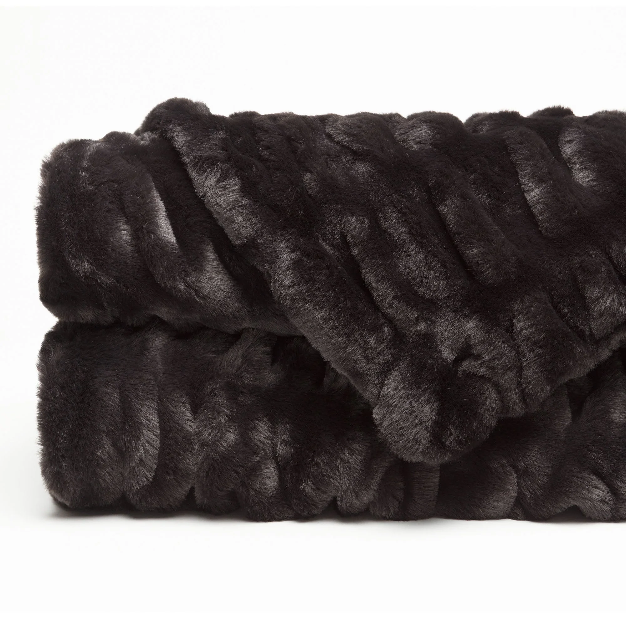 Ruched Faux Fur Throw Blanket