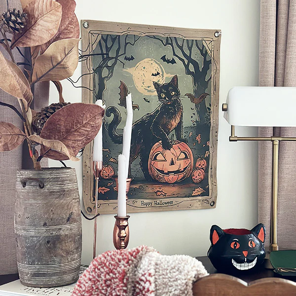 Spooky Black Cat Canvas