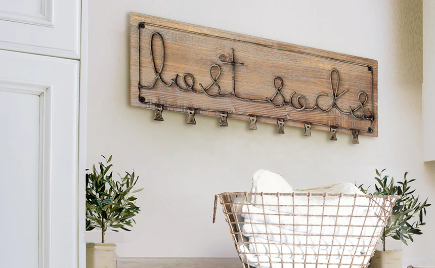 Wooden Lost Socks Sign With Clips