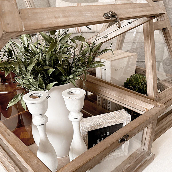 Wood Lantern Terrariums, Set of 2