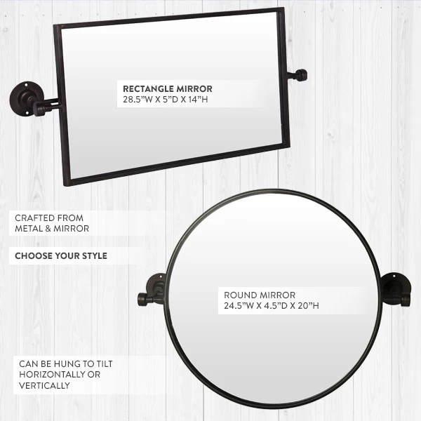 Industrial Metal Swivel Mirror, Pick Your Style
