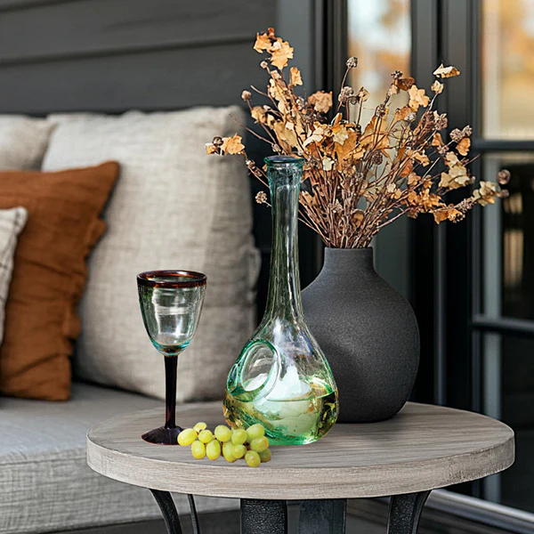 Recycled Hand Blown Wine Decanter with Ice Pocket