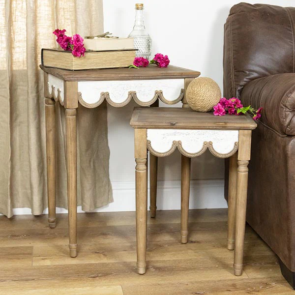 Scalloped Edge Nesting Tables  Set of 2