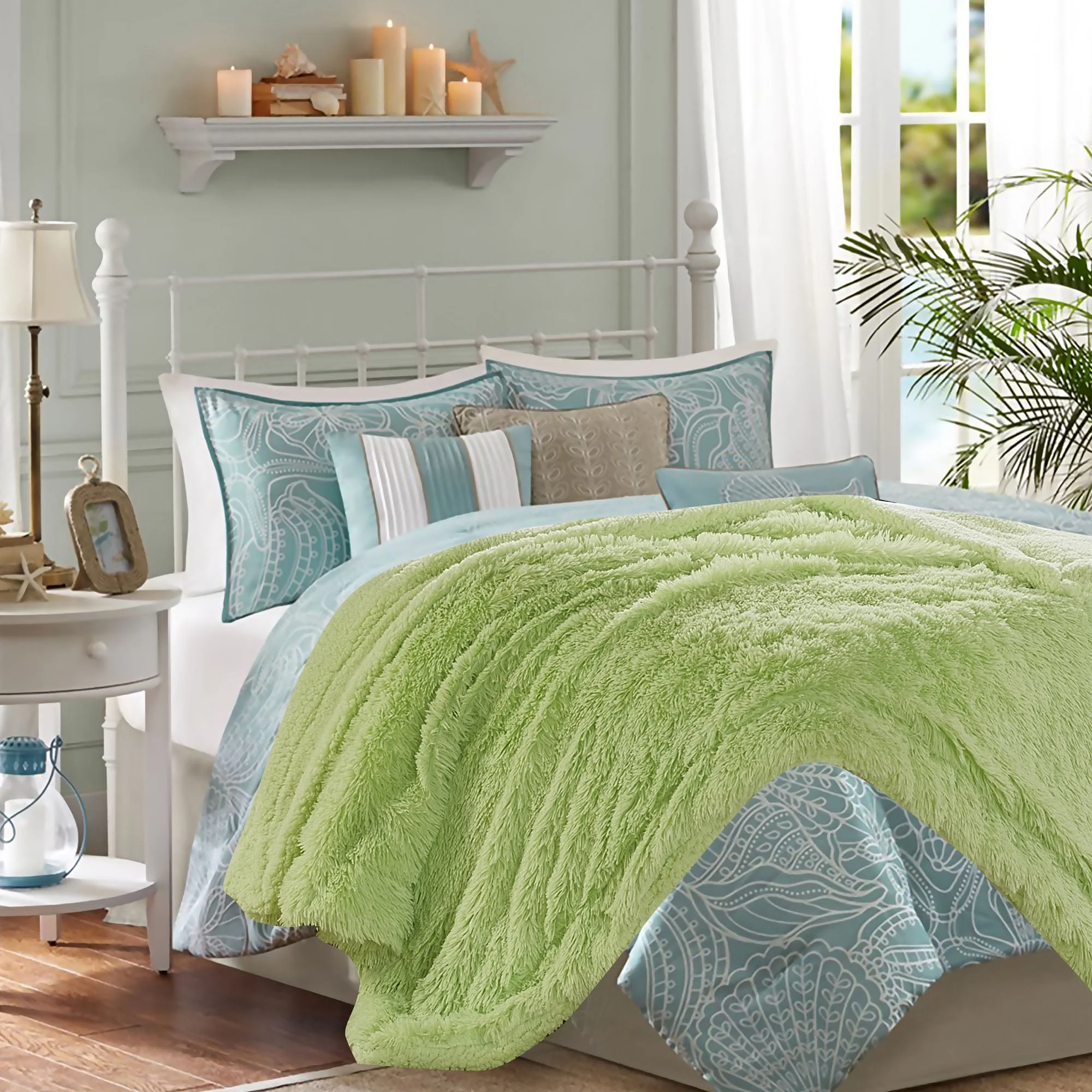 Solid Faux Long Fur Throw Blanket