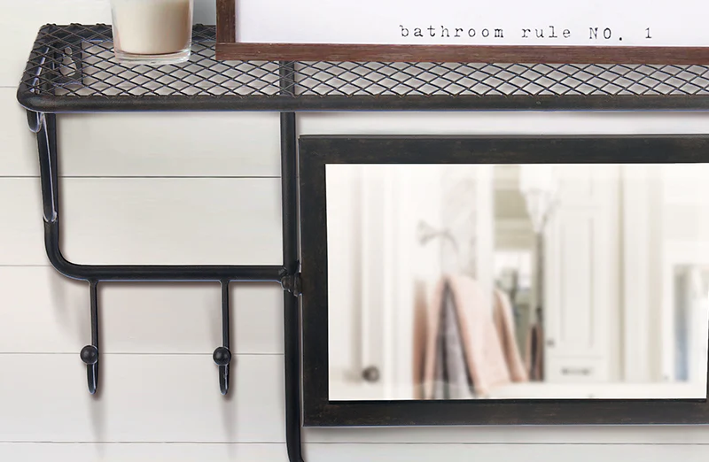 Mirror Shelf with Hooks