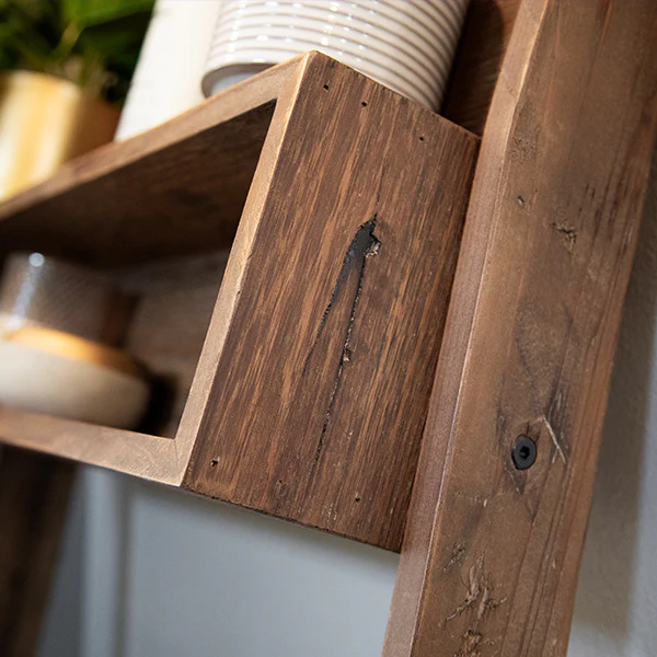 69 Inch Modern Ladder Pine Wood Shelf