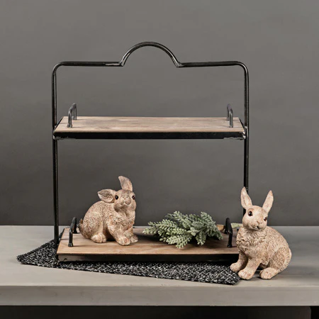 Rustic Wooden Two Tiered Display Tray