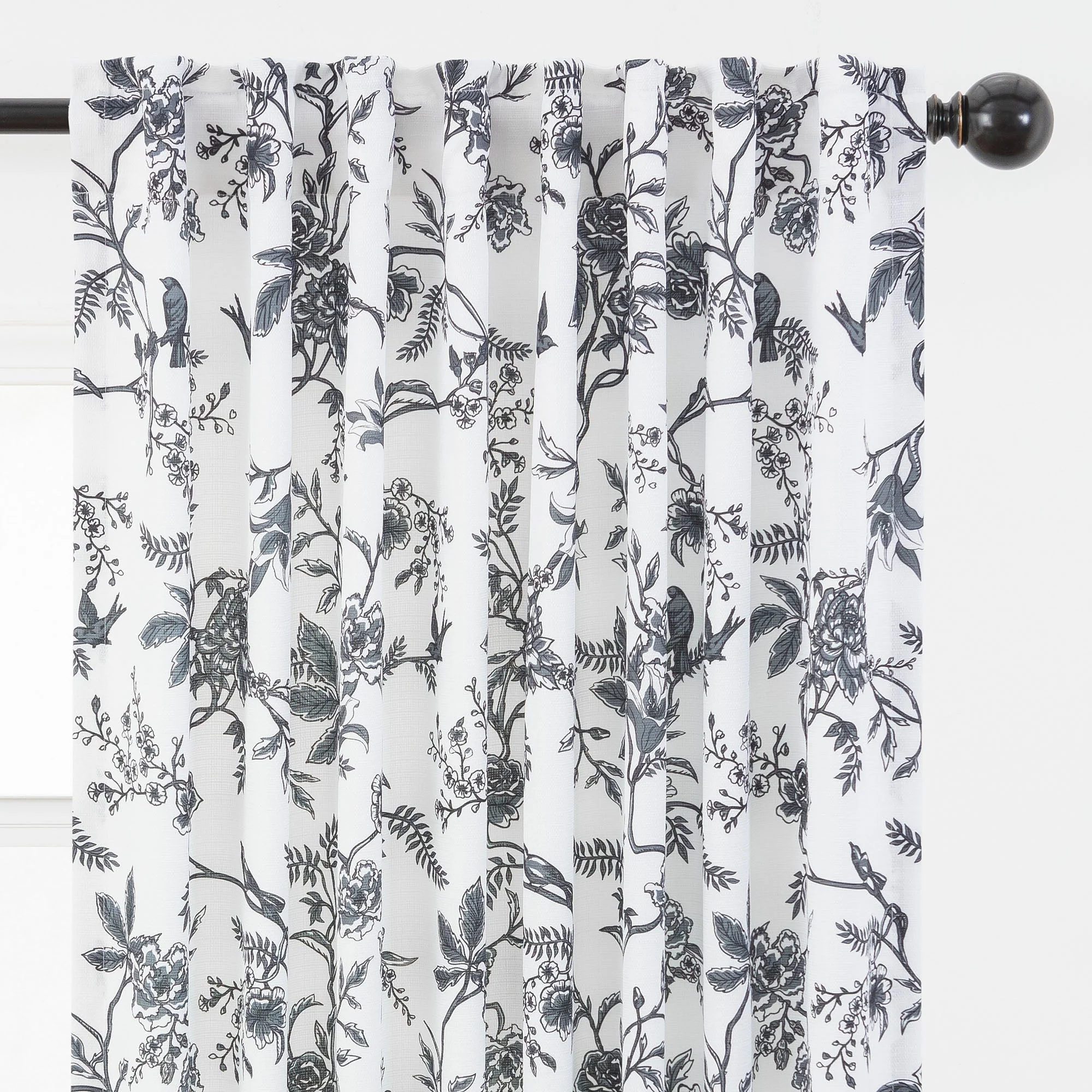 Faux Linen Toile Room Darkening Curtains