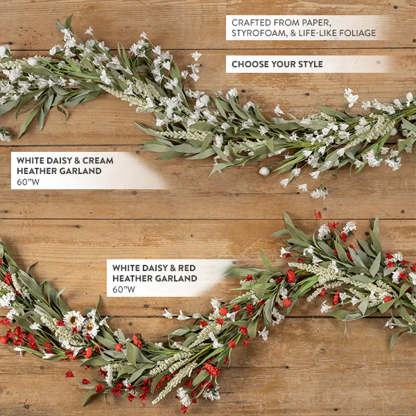 60 Inch White Daisy Spring Garland, Choose Your Color