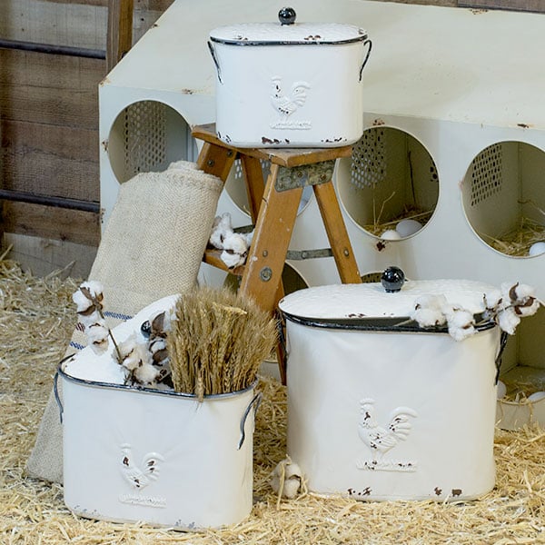 Distressed Enamel Canisters  Set of 3